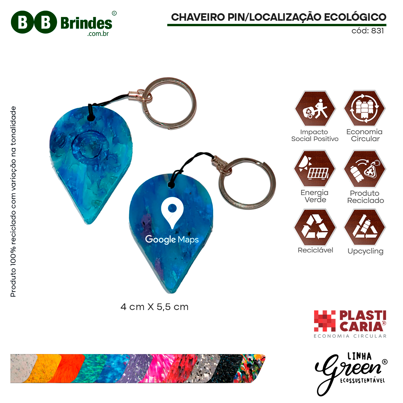 Imagem de Chaveiro Pin/Localização Ecológico - Plasticaria